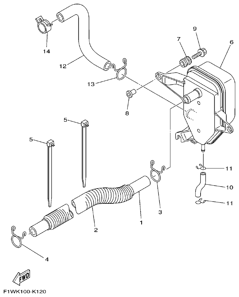 Yamaha F1WM BREATHER OIL parts diagram